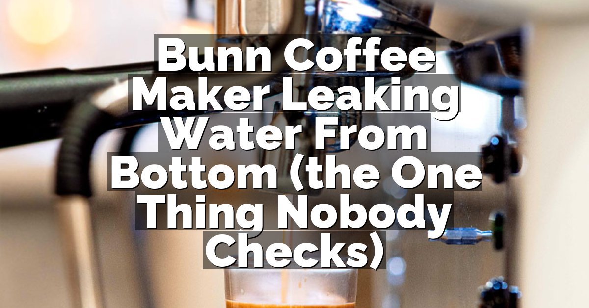 Bunn Coffee Maker Leaking Water From Bottom (the One Thing Nobody Checks)