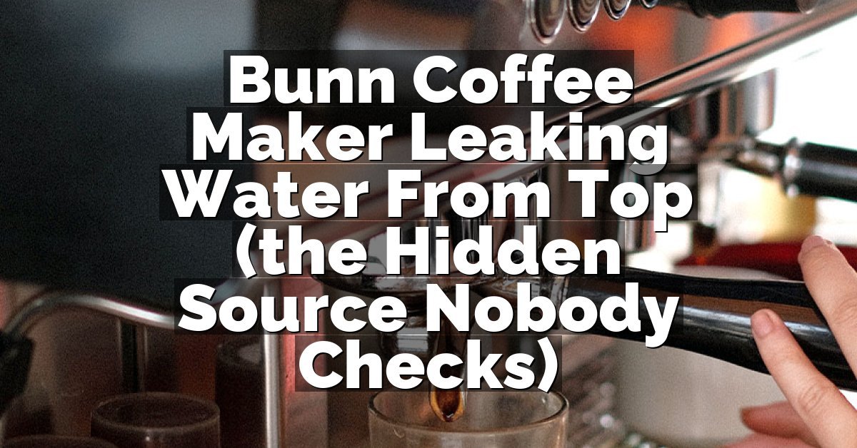 Bunn Coffee Maker Leaking Water From Top (the Hidden Source Nobody Checks)