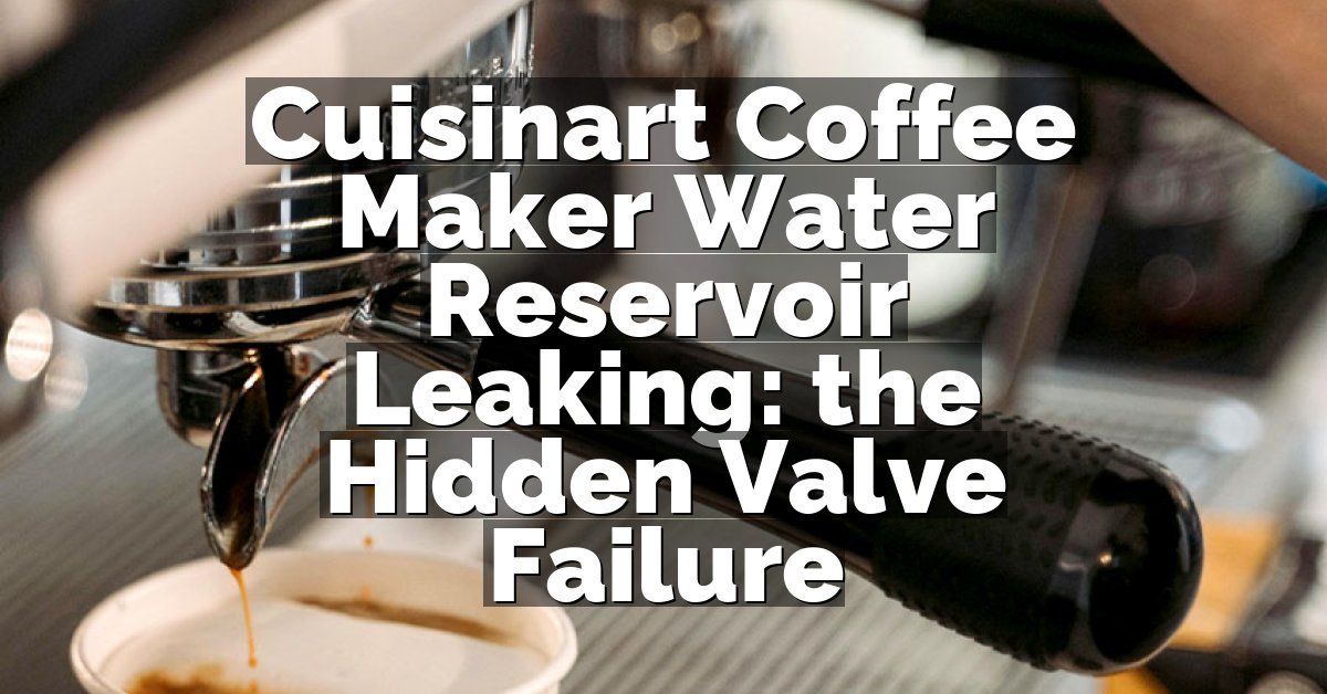 Cuisinart Coffee Maker Water Reservoir Leaking: the Hidden Valve Failure